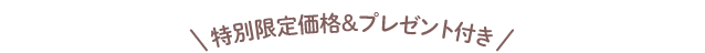 特別限定価格&プレゼント付き